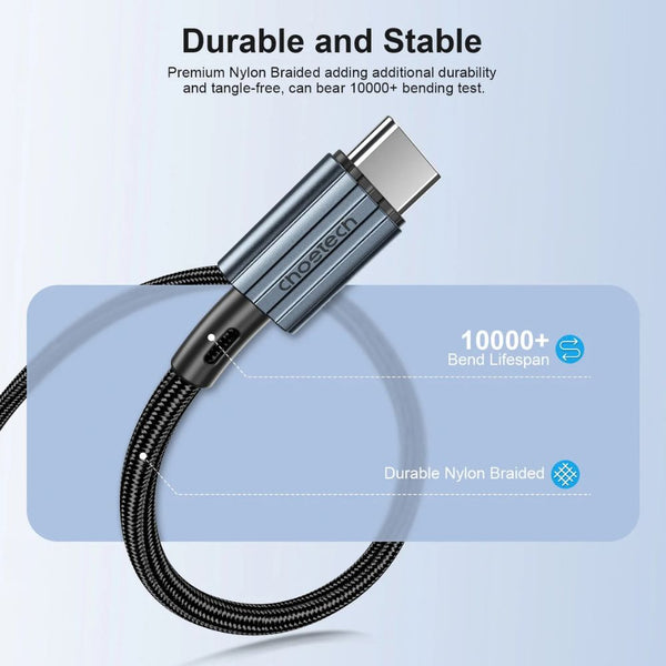 Choetech XCC-1015 60W PD USB-C to USB-C nylon braided cable 2M Black Qatar