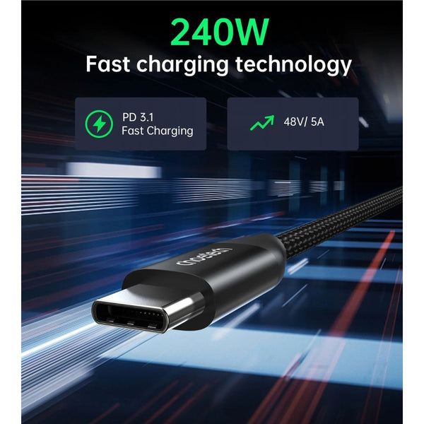 Choetech XCC-1035 240W PD3.1 USB-C to USB-C nylon braided cable 1m Black Qatar