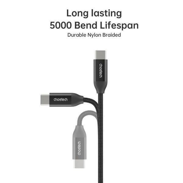 Choetech XCC-1035 240W PD3.1 USB-C to USB-C nylon braided cable 1m Black Qatar