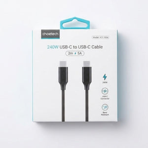 Choetech XCC-1036 240W PD3.1 USB-C to USB-C braided cable 2M Black with E-Marker chip Qatar