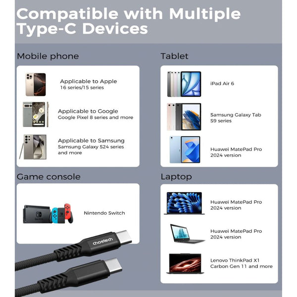 Choetech XCC-1081 100W nylon braided magnetic USB-C cable 1m Black Qatar