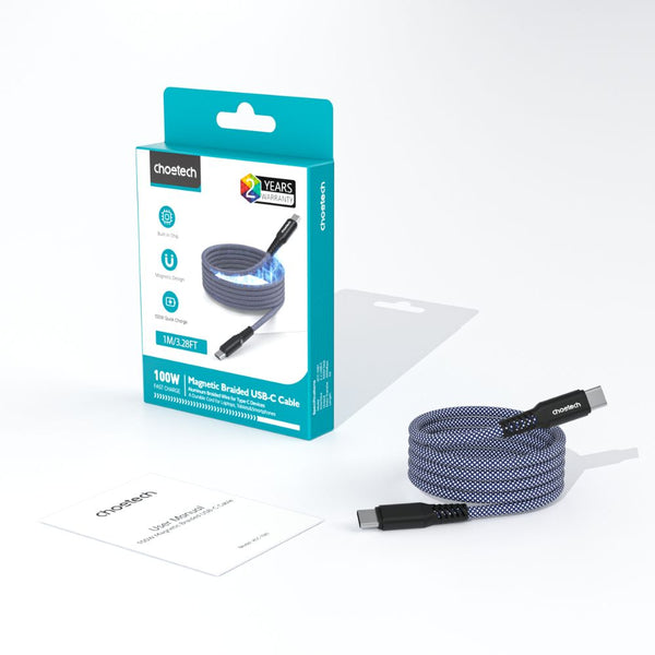 Choetech XCC-1081 100W nylon braided magnetic USB-C cable 1m Blue Qatar