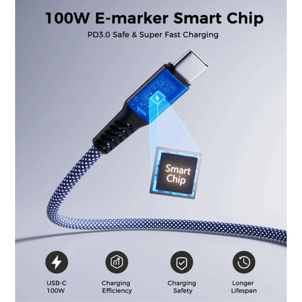Choetech XCC-1081 100W nylon braided magnetic USB-C cable 1m Blue Qatar