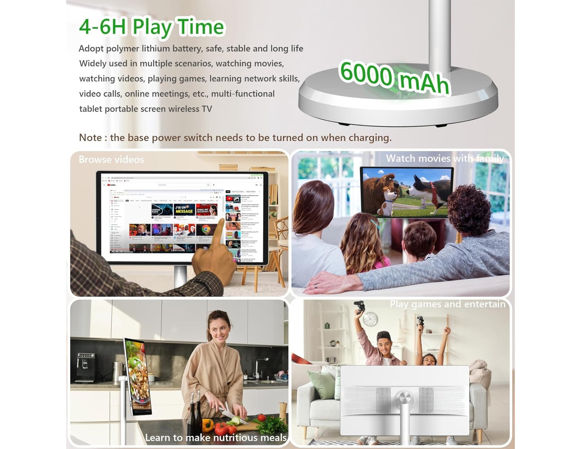 D01 Stand by Me 21.5 inch Android smart TV with touch screen and camera on wheeled stand available in Qatar