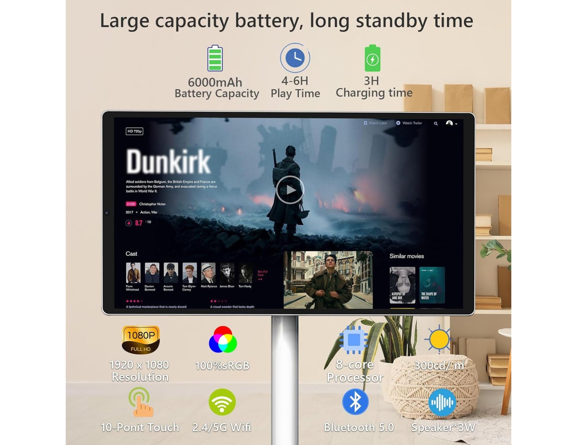 D01 Stand by Me 21.5 inch Android smart TV with touch screen and camera on wheeled stand available in Qatar