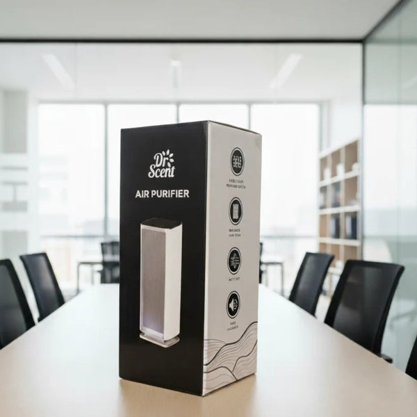 Dr Scent Air Purifier Silver Smart Air Cleaner with Auto Mode and Air Quality Monitoring Qatar