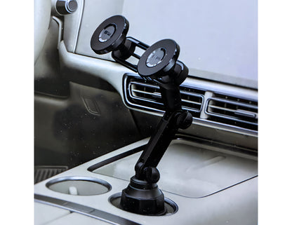 Dual magnetic cup holder mount MagSafe car phone holder black with flexible arm for iPhone, Thabthaba Store Qatar