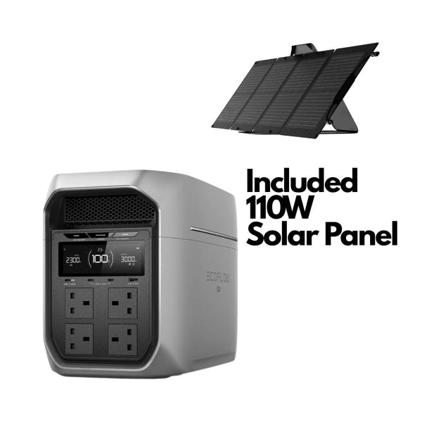 EcoFlow DELTA 3 Max Plus 2048Wh portable power station with 110W solar panel for home backup and camping Qatar
