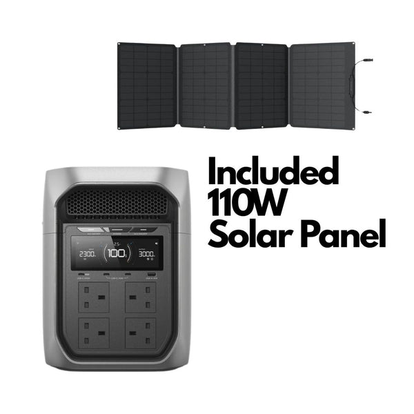 EcoFlow DELTA 3 Max Plus 2048Wh portable power station with 110W solar panel for home backup and camping Qatar