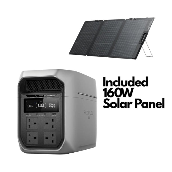 EcoFlow DELTA 3 Max Plus 2048Wh portable power station with 160W bifacial solar panel for off-grid power Qatar
