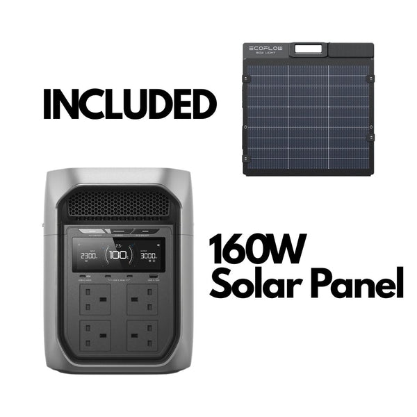EcoFlow DELTA 3 Max Plus 2048Wh portable power station with 160W bifacial solar panel for off-grid power Qatar