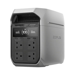 EcoFlow DELTA 3 Plus 1024Wh portable power station with 1800W AC output in silver