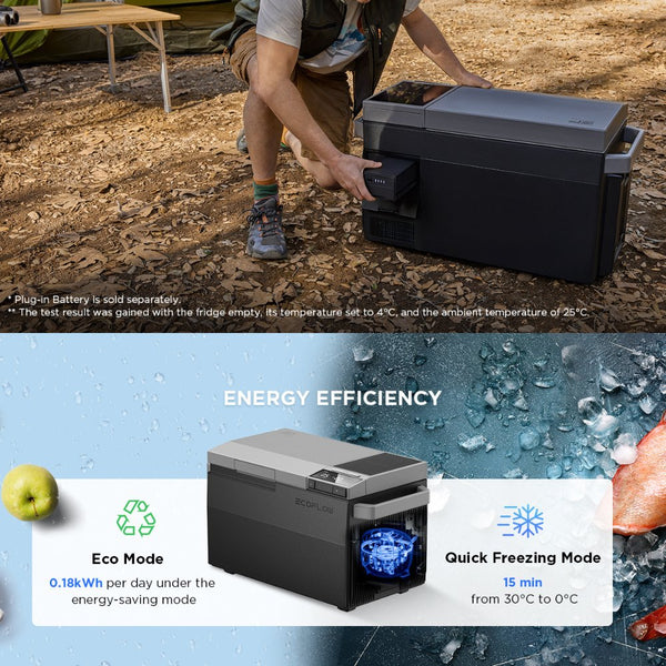 ثلاجة EcoFlow Glacier المحمولة بالضاغط 38 لتر مع بطارية قابلة للتوصيل 298 واط/ساعة