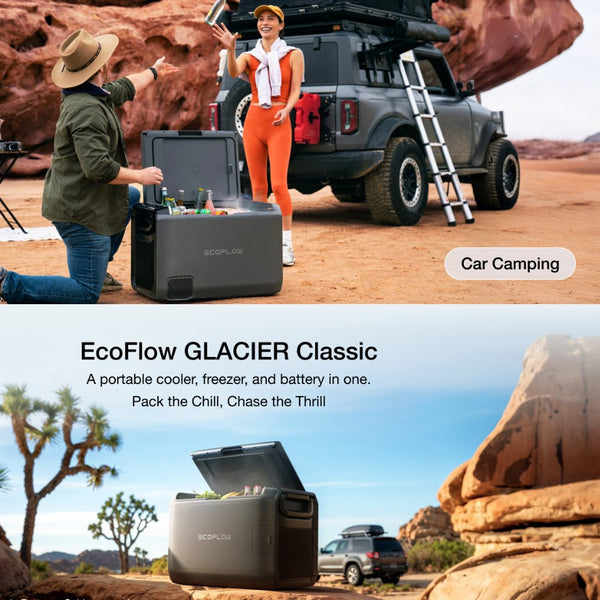 EcoFlow GLACIER Classic 45L portable dual-zone fridge freezer with 298Wh battery for camping and travel Qatar