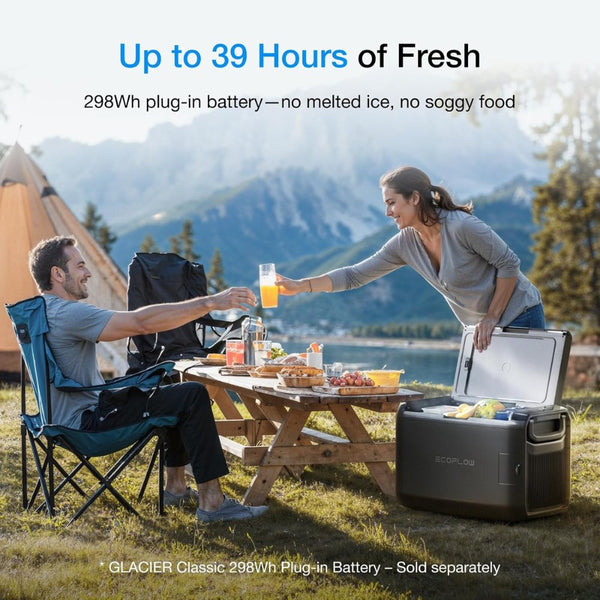EcoFlow GLACIER Classic 45L portable dual-zone fridge freezer with 298Wh battery for camping and travel Qatar
