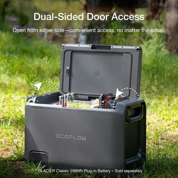 EcoFlow GLACIER Classic 45L portable dual-zone fridge freezer with 298Wh battery for camping and travel Qatar