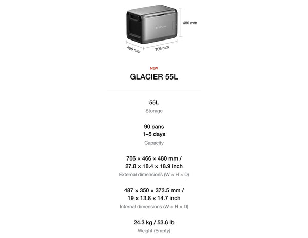 EcoFlow GLACIER Classic portable fridge freezer 55L