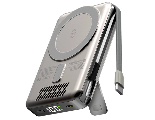 Ego AllyDelivery 4S @Magsafe 10000mAh 6in1 PowerBank Q10 with 35W PD fast charging, wireless charging, and replaceable cables, available at Thabthaba Store Qatar