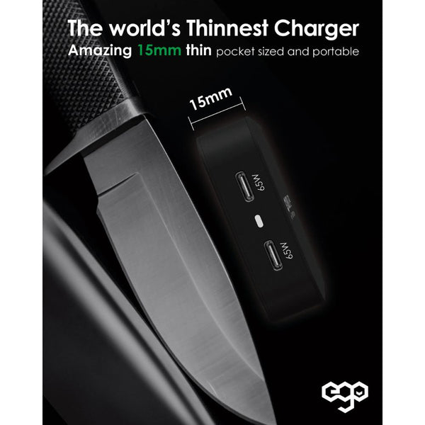 EGO Brisk Blade Pro 65W GaN charger with folding UK plug and 8-fold protection Black Qatar
