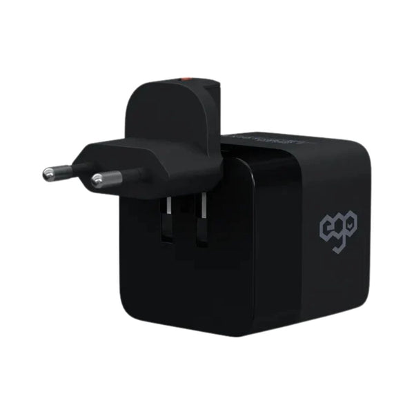 EGO CH042-PQ 65W GaN 4 charger with retractable 85cm USB-C cable LED display and global travel adapters Qatar