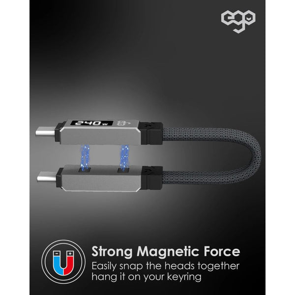 EGO CHARGEKEY 240W USB4 Type-C to C 40Gbps 6cm magnetic cable in Grey with keychain Qatar