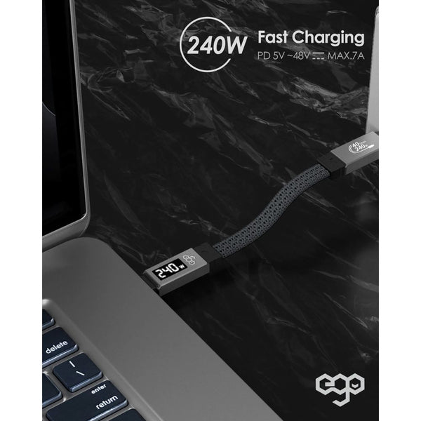 EGO CHARGEKEY 240W USB4 Type-C to C 40Gbps 6cm magnetic cable in Grey with keychain Qatar