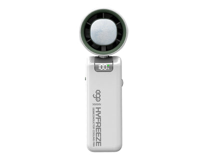 Ego HyFreeze Semiconductor Cooling Fan HF1 with 18 hours battery, LED display, and 180-degree adjustable angle, available at Thabthaba Store Qatar