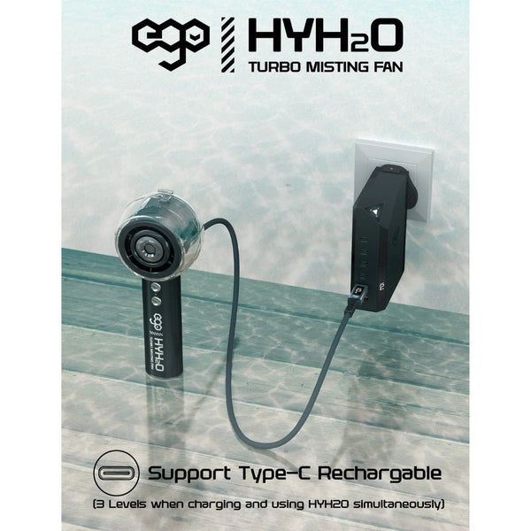 Ego HyH2O P11 handheld turbo misting fan with 24000RPM airflow and water cooling spray Black Qatar