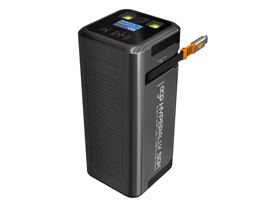 Ego HyperAlly 50K HA50 100W Power Bank 50,000mAh with OLED display and built-in Type-C cable available at Thabthaba Qatar
