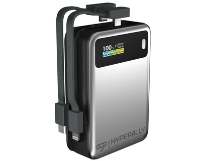Ego HyperAlly² 20K 20000mAh 65W Built-in Cable PowerBank LX20 with replaceable cables and OLED display, available at Thabthaba Store Qatar