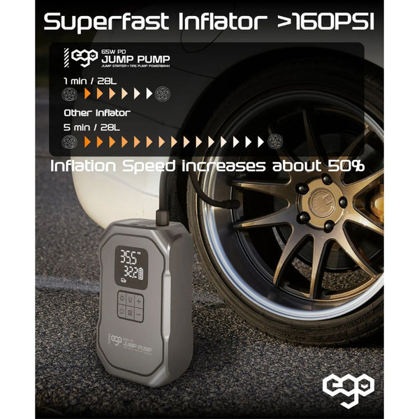 Ego JP-8 65W PD jump starter with 1000A peak current 160 PSI tire pump and powerbank Qatar