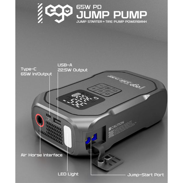 Ego JP-8 65W PD jump starter with 1000A peak current 160 PSI tire pump and powerbank Qatar