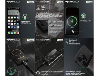 Ego MagAlly 3in1 Double-sided Magnetic QI2 10000mAh Powerbank E16B3 15W Wireless Fast Charging with OLED Display, available at Thabthaba Store Qatar