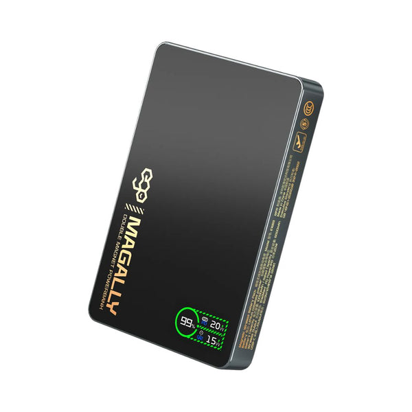 EGO MagAlly 3-in-1 Qi2 10000mAh double-sided magnetic powerbank Black with 15W wireless charging and OLED display Qatar