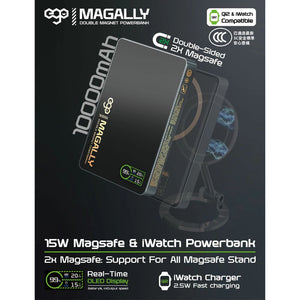 EGO MagAlly 3-in-1 Qi2 10000mAh double-sided magnetic powerbank Black with 15W wireless charging and OLED display Qatar