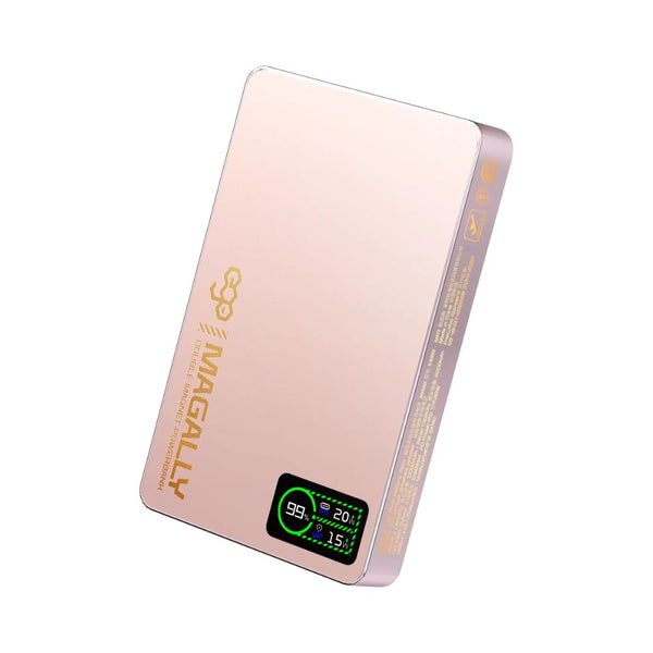 EGO MagAlly 3-in-1 Qi2 10000mAh double-sided magnetic powerbank Pink with 15W wireless charging and OLED display Qatar