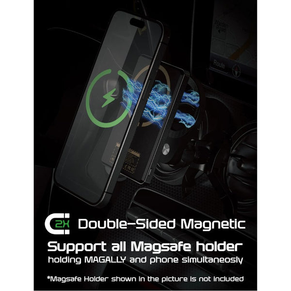 EGO MagAlly 3-in-1 Qi2 5000mAh double-sided magnetic powerbank Black with 15W wireless charging and OLED display Qatar