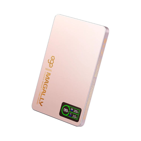 EGO MagAlly 3-in-1 Qi2 5000mAh double-sided magnetic powerbank Pink with 15W wireless charging and OLED display Qatar