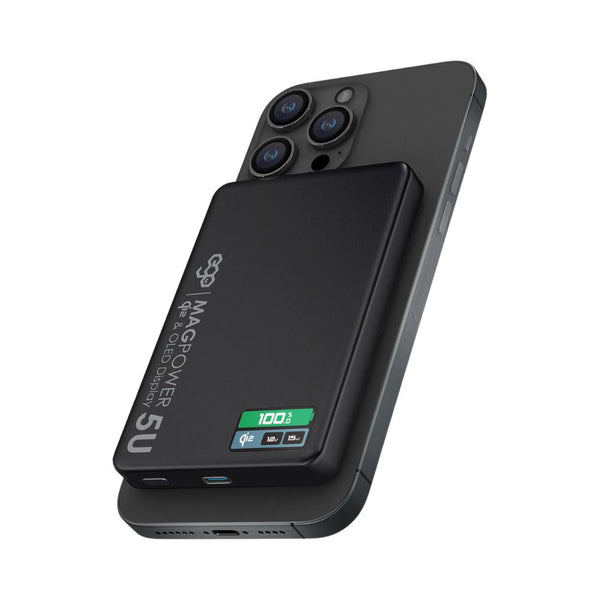 EGO MagPower 5U Qi2 10000mAh MagSafe power bank Black with 30W PD, 15W wireless charging and OLED display Qatar