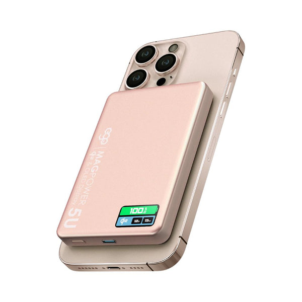EGO MagPower 5U Qi2 10000mAh MagSafe power bank Pink with 30W PD, 15W wireless charging and OLED display Qatar