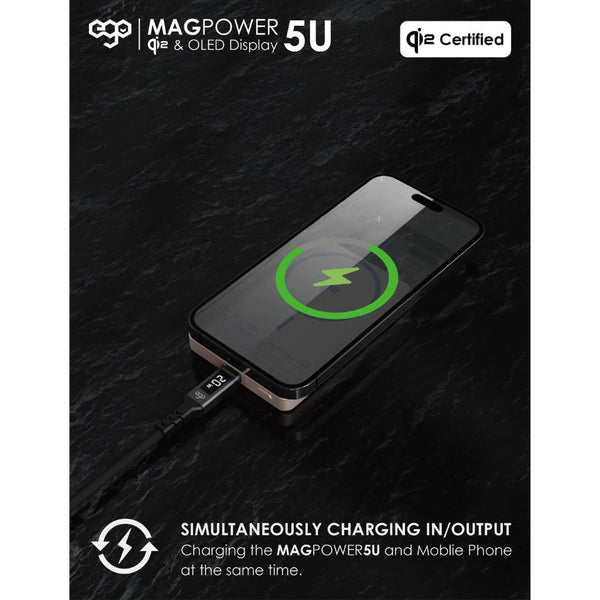 EGO MagPower 5U Qi2 10000mAh MagSafe power bank Pink with 30W PD, 15W wireless charging and OLED display Qatar