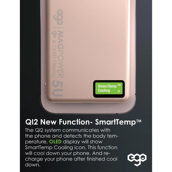 EGO MagPower 5U Qi2 10000mAh MagSafe power bank Pink with 30W PD, 15W wireless charging and OLED display Qatar