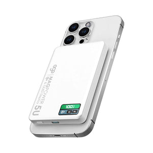 EGO MagPower 5U Qi2 10000mAh MagSafe power bank White with 30W PD, 15W wireless charging and OLED display Qatar