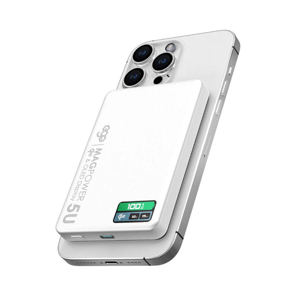 EGO MagPower 5U Qi2 10000mAh MagSafe power bank White with 30W PD, 15W wireless charging and OLED display Qatar