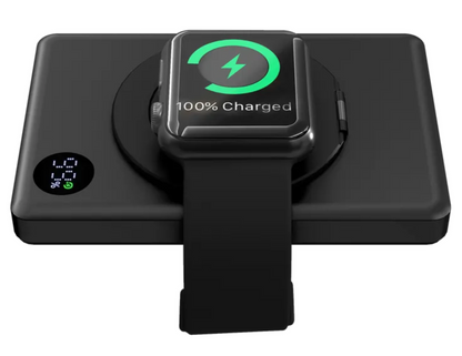 EGO MAGPOWER Gen.4U with watch charging module attached and charging an Apple Watch.