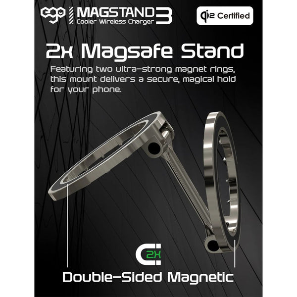 Ego MagStand3 C5 Qi2 15W double-sided magnetic wireless charger with semiconductor cooling and MagSafe brackets Qatar