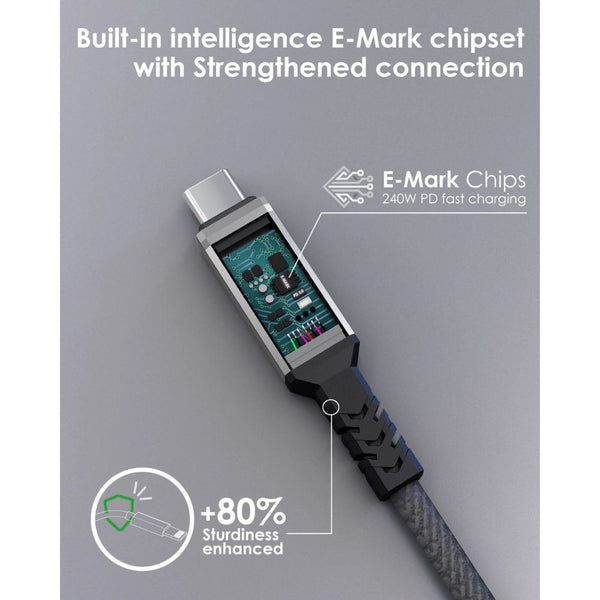 EGO Wiry Mag 240W USB3.2 magnetic Type-C to C cable 120cm Grey with 20Gbps data and 8K video support Qatar