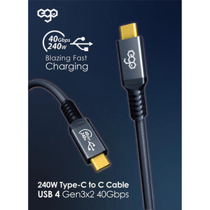 EGO Wiry Max 240W USB4 Type-C to C 50cm cable with 40Gbps data and 8K@60Hz video support Qatar