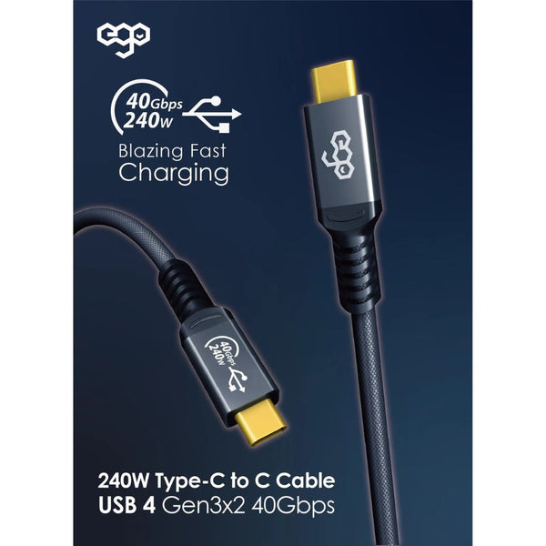 EGO Wiry Max 240W USB4 Type-C to C 50cm cable with 40Gbps data and 8K@60Hz video support Qatar