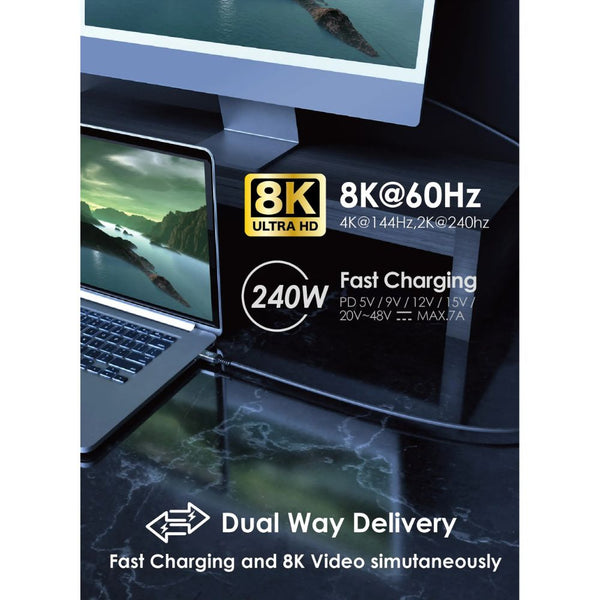 EGO Wiry Max 240W USB4 Type-C to C 50cm cable with 40Gbps data and 8K@60Hz video support Qatar
